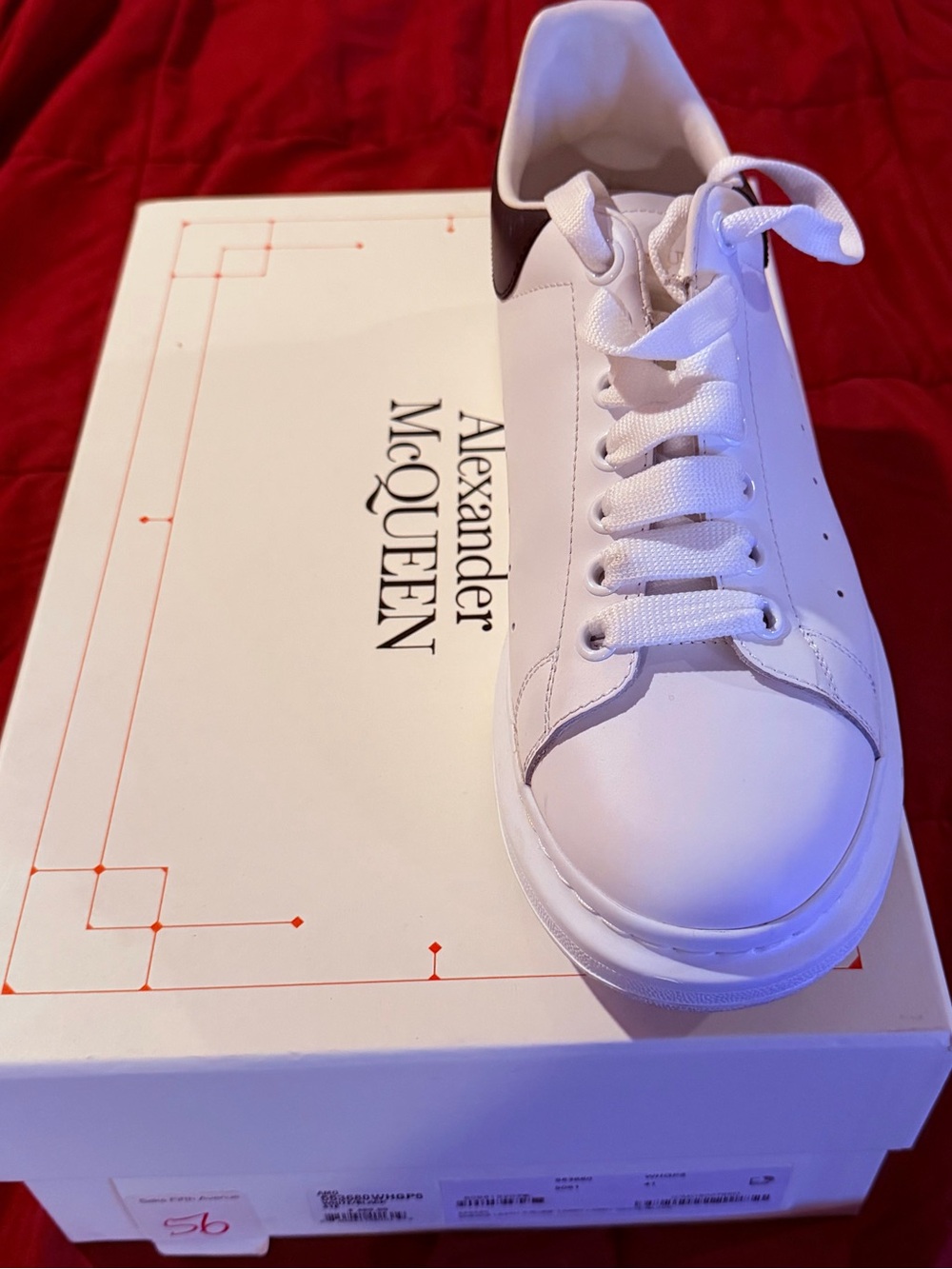 Alexander McQueen White Leather Sneaker with Black Heel Accent